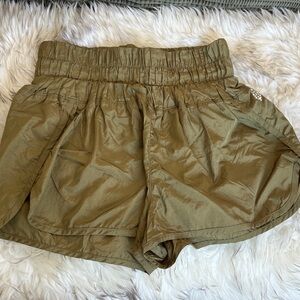 FP Movement by Free People Olive Green Elastic-Waist Athletic Shorts